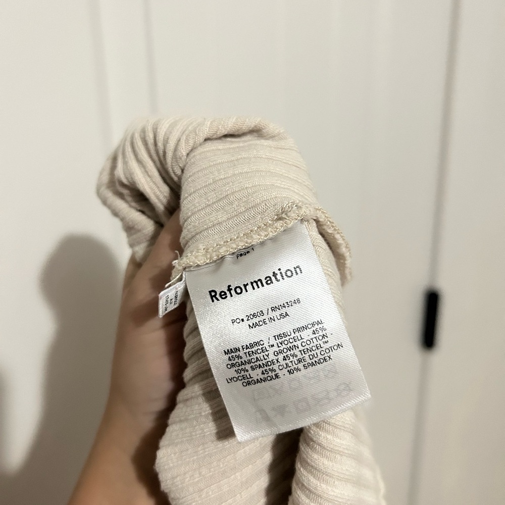 Reformation Cream Ribbed Mini Dress - Picture 2 of 5